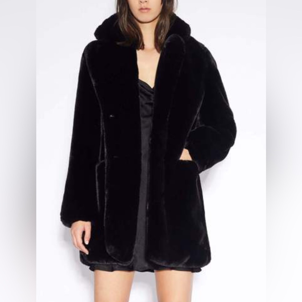 Like New - Apparis Sophie Black Faux Fur Coat